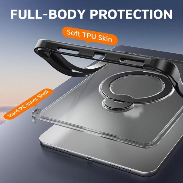 New Design PC TPU 360 Rotating Metal Stand Shockproof Tablet Cases with Pen Slot 