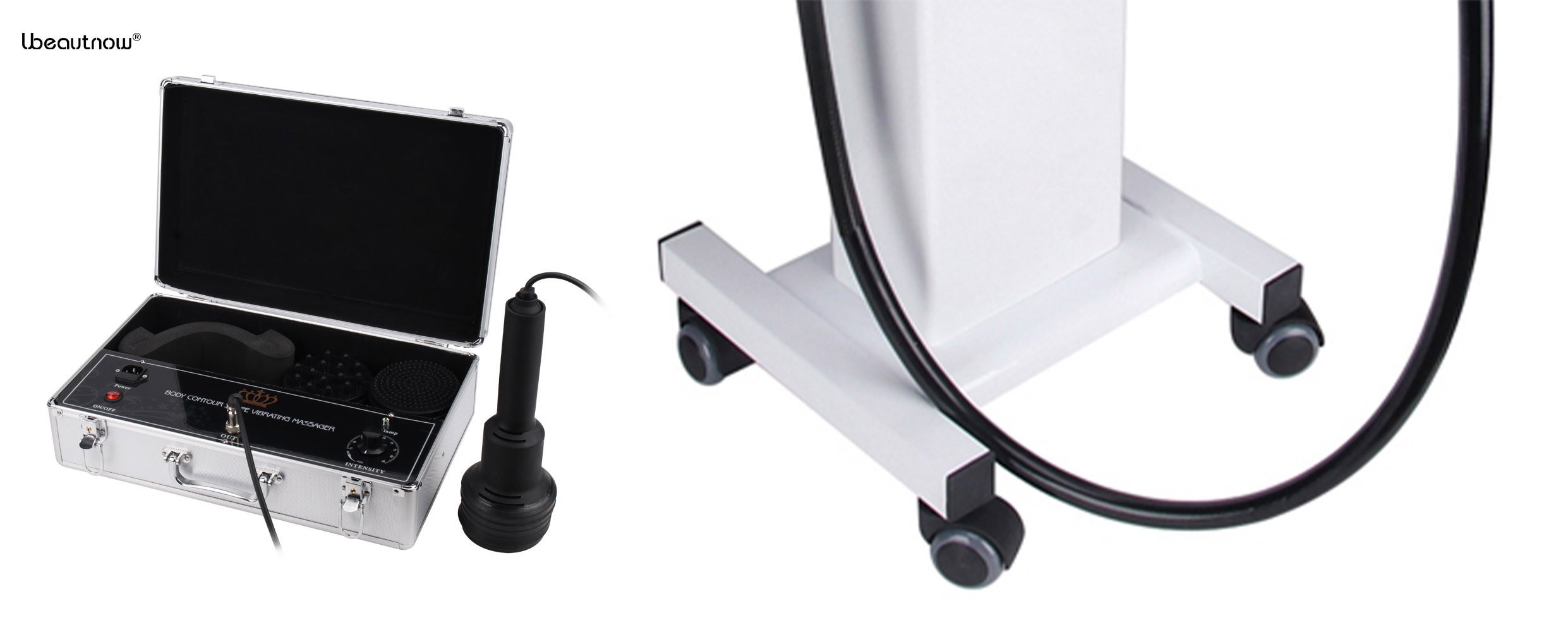 Ubeautnow body massager machine molded handles and smooth wheels make it easy to move between rooms.