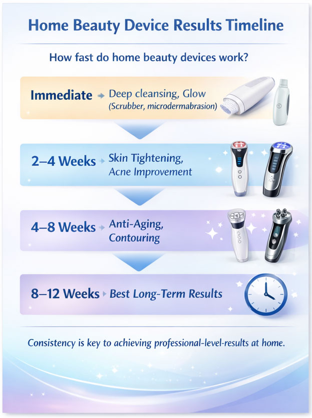 Home beauty device results timeline