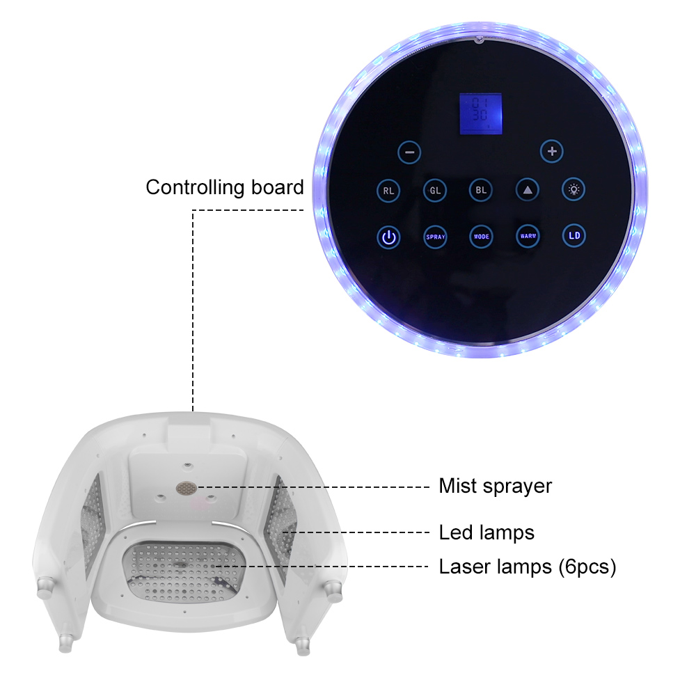 Ubeautnow 3-in-1 LED PDT Light Therapy & Laser Hair Growth Machine with Cold/Hot Spray