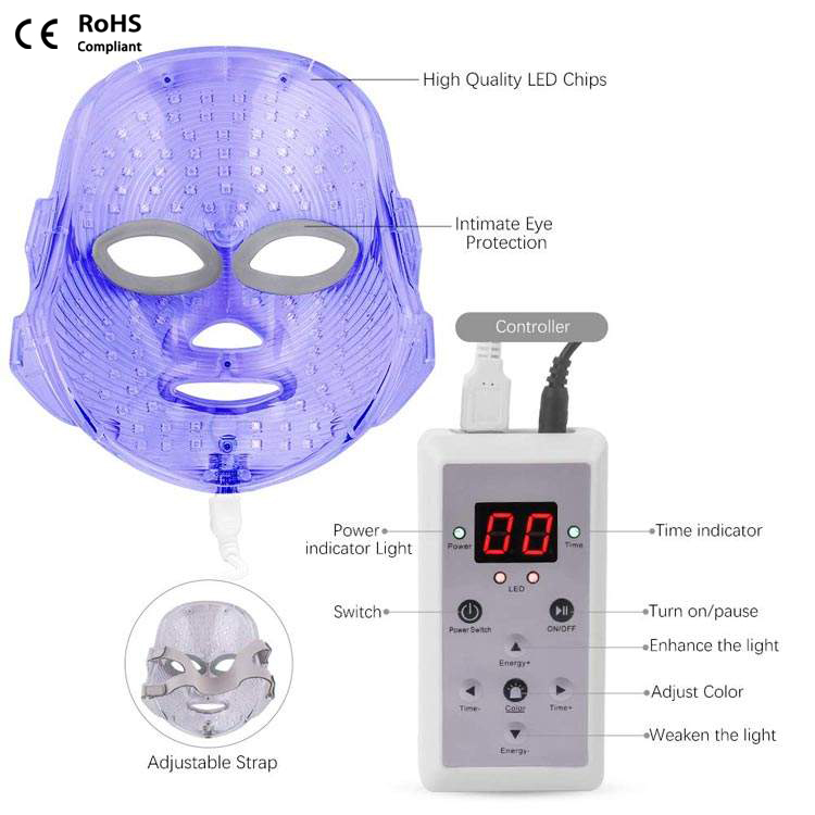 UMF0003 Ubeautnow 7-Color LED Face Mask for Acne Treatment & Skin Renewal
