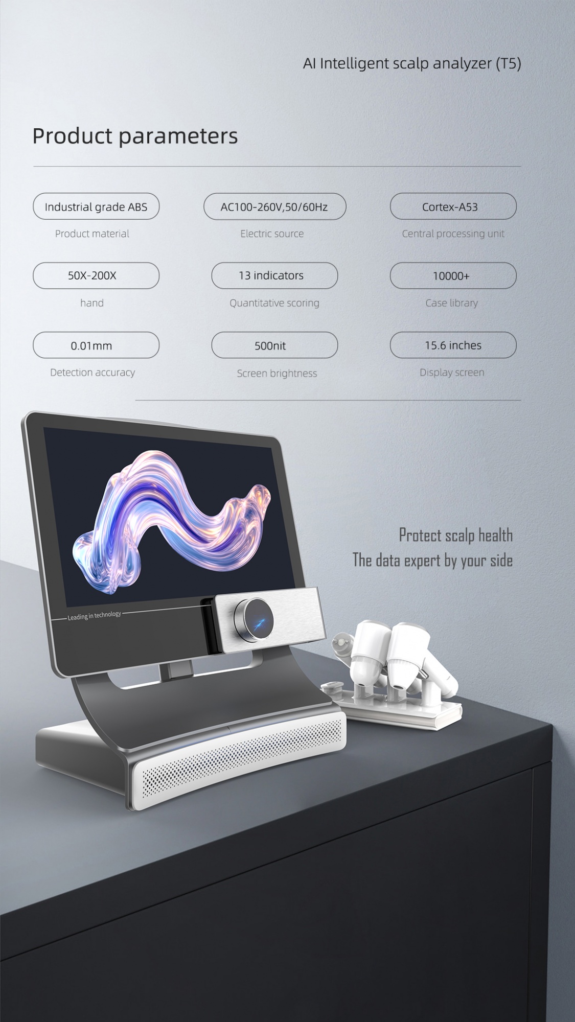 Ubeautnow T5 AI Scalp Analyzer Machine – Professional Hair & Follicle Analysis System with 200X Microscope