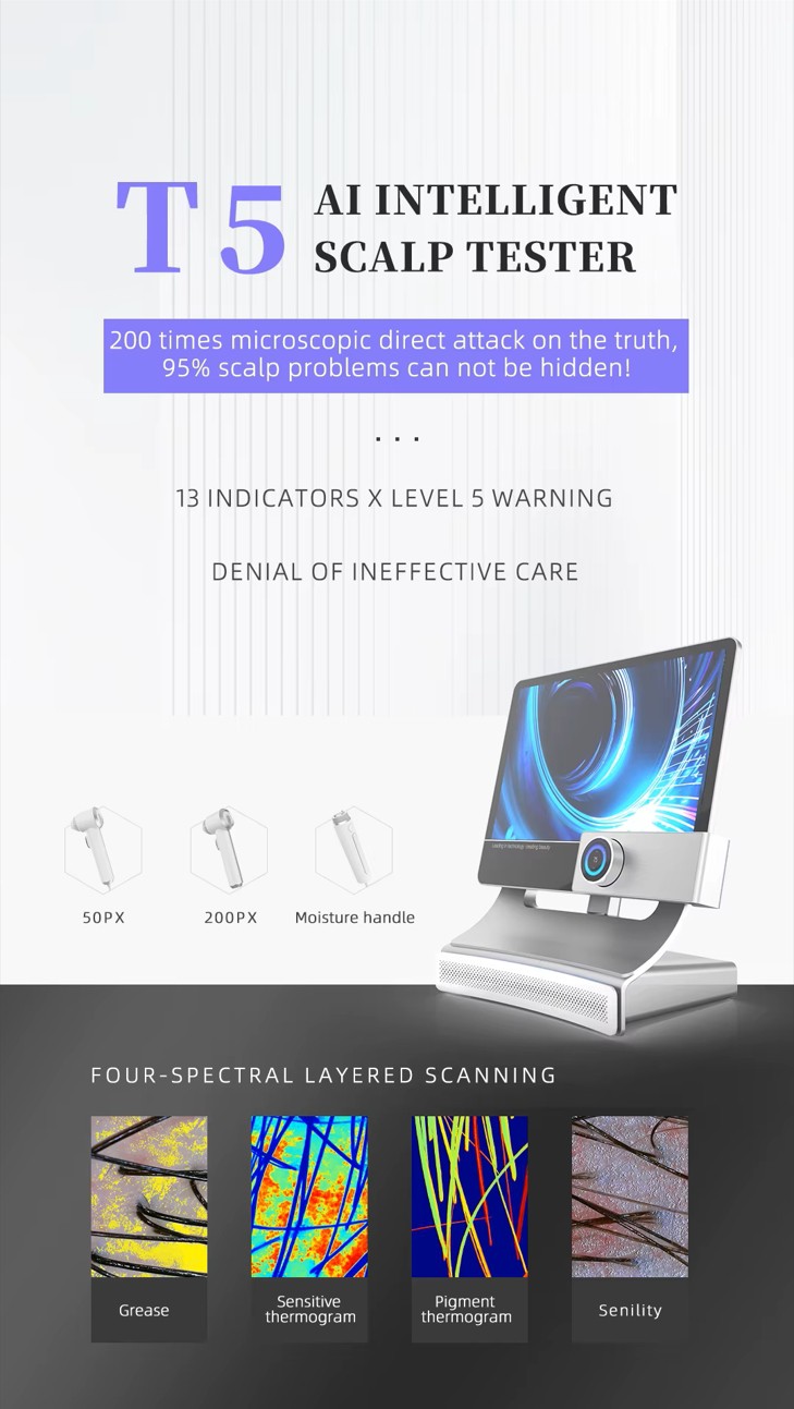 Ubeautnow T5 AI Scalp Analyzer Machine – Professional Hair & Follicle Analysis System with 200X Microscope