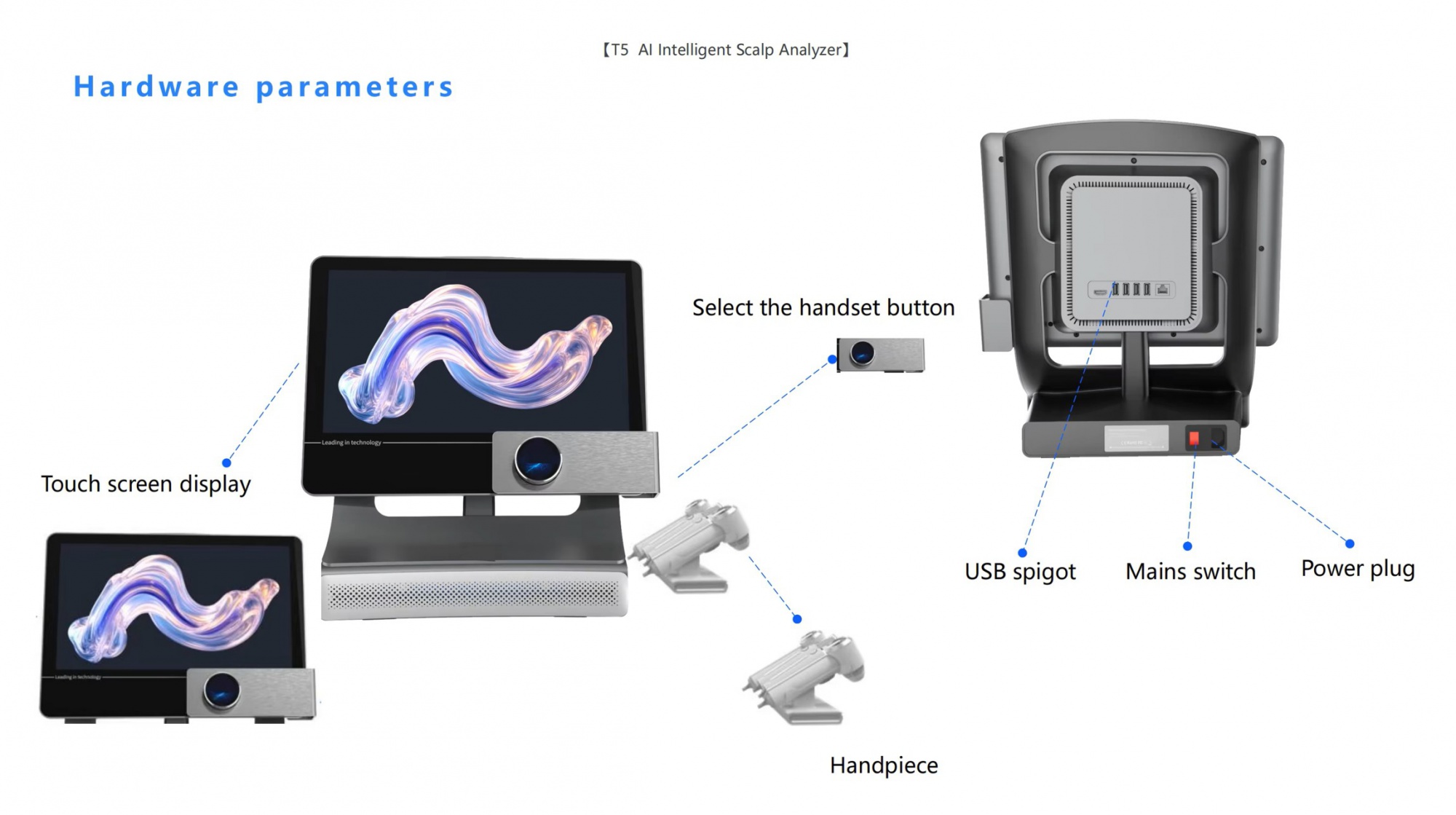 Ubeautnow T5 AI Scalp Analyzer Machine – Professional Hair & Follicle Analysis System with 200X Microscope