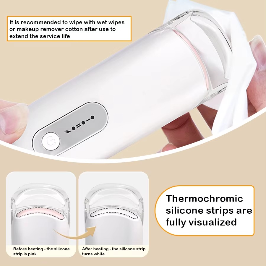 Ubeautnow Women's Rechargeable mini Electric heated eyelash curler  effortless, fast heating 24-Hour Long-Lasting Natural Curls