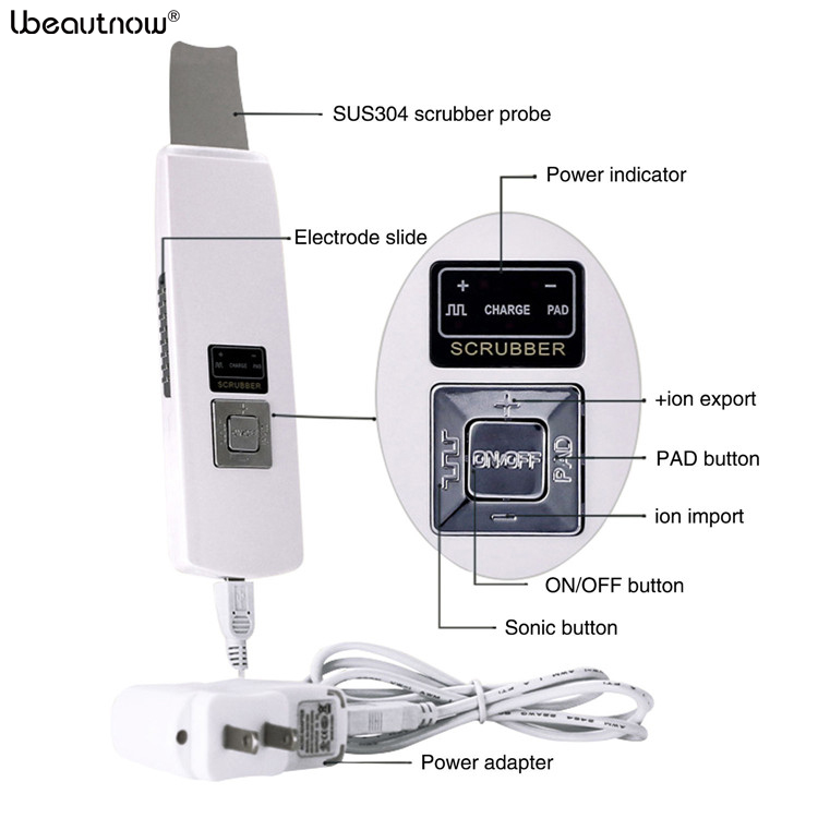 Ubeautnow UMF0009 Ultrasonic Facial Skin Scrubber – Deep Cleansing & Skincare Absorption Booster