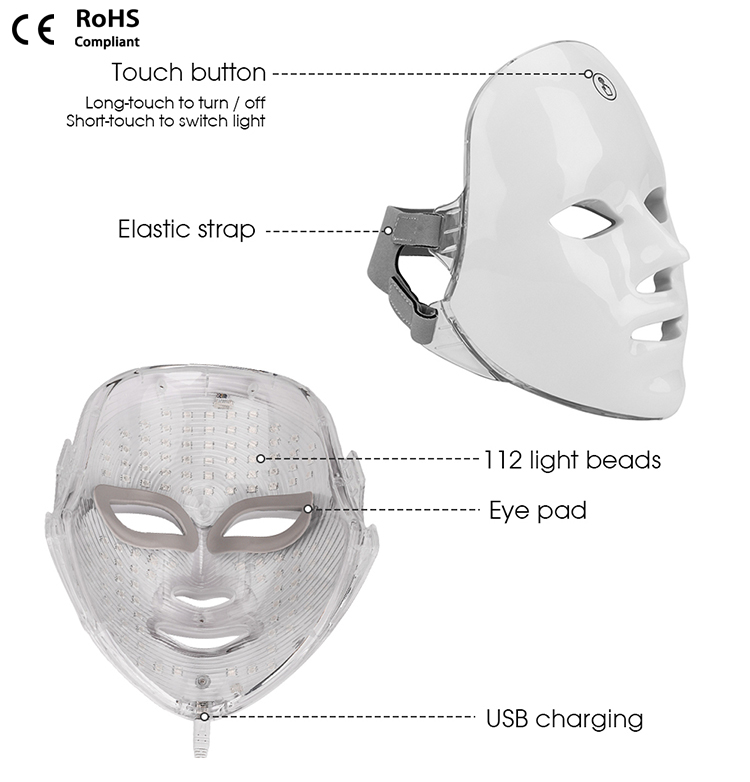 UMF0001 Ubeautnow 7-Color LED Light Therapy Face Mask for Acne & Anti-Aging