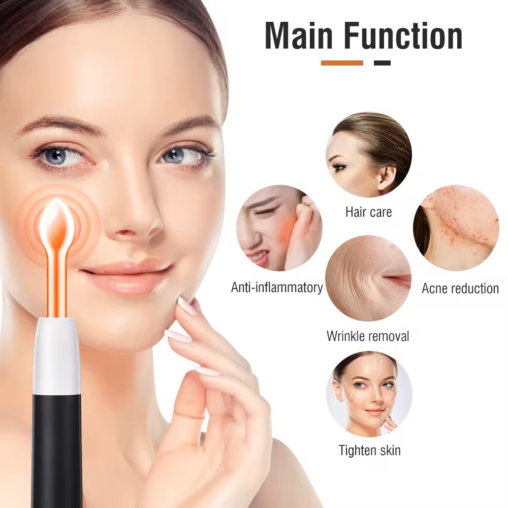 Ubeautnow 4-in-1 High Frequency Facial Machine – Rechargeable Skin Care Therapy Wand & Hair Growth Comb