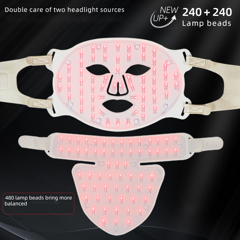 Ubeautnow LED Light Therapy Face & Neck Mask – 4 Color Red Blue Yellow Infrared LED Facial Skincare Device