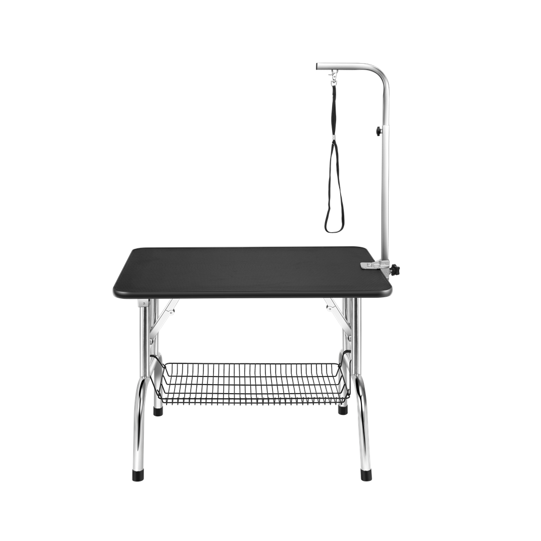 Pet Grooming Foadable Table with Carrying Basket and Adjustable Height Grooming Arm
