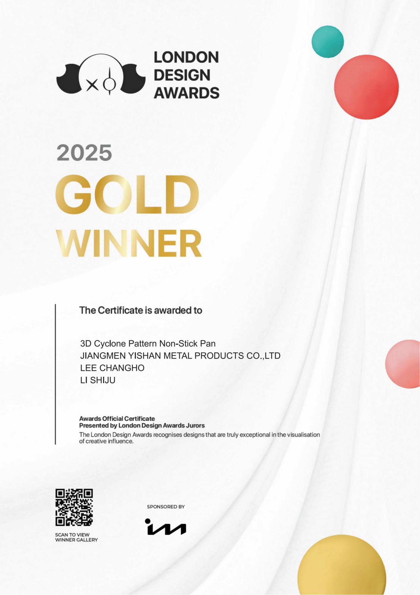 London Design Awards E-certificate