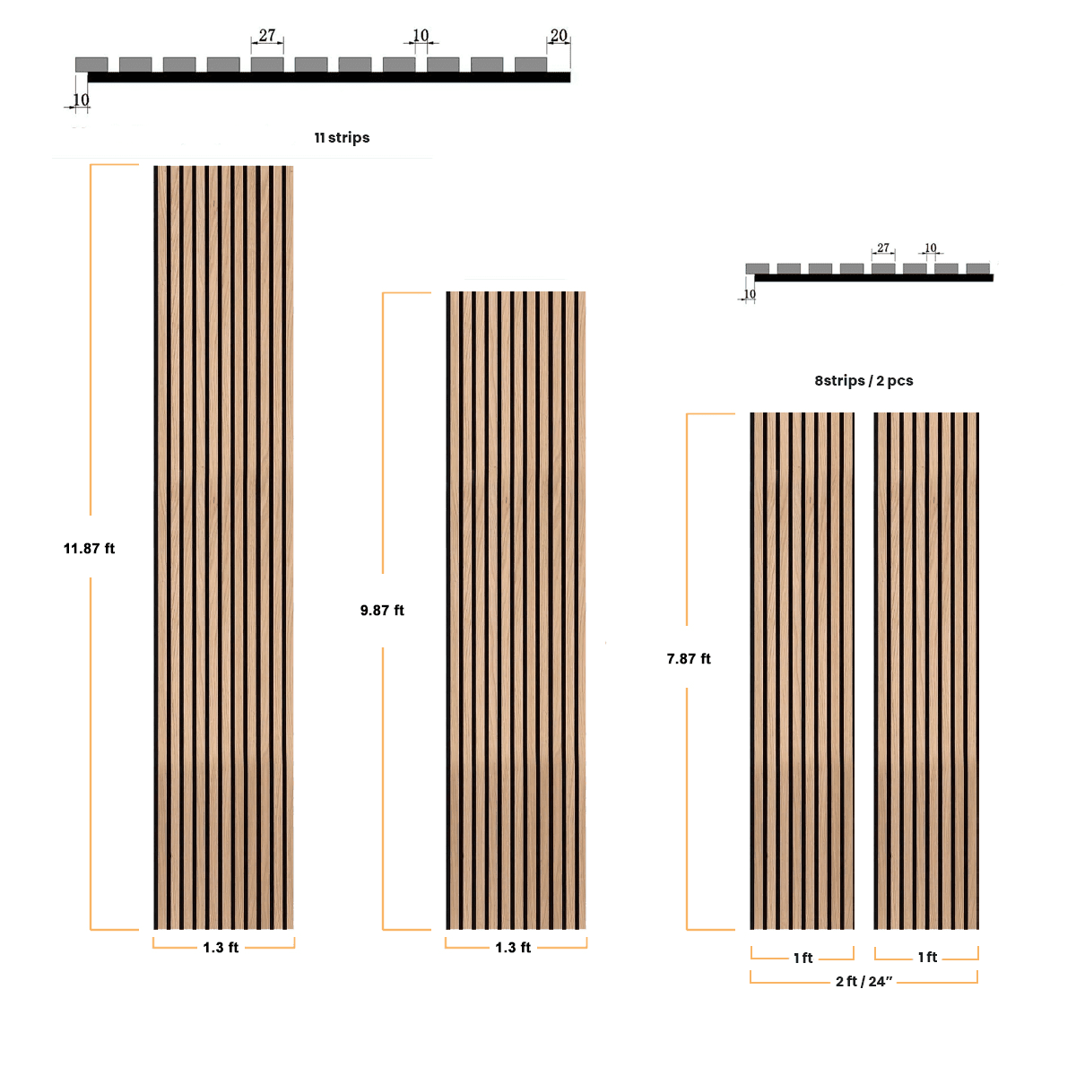 Real Solid Oak Acoustic Slat Wood Panels