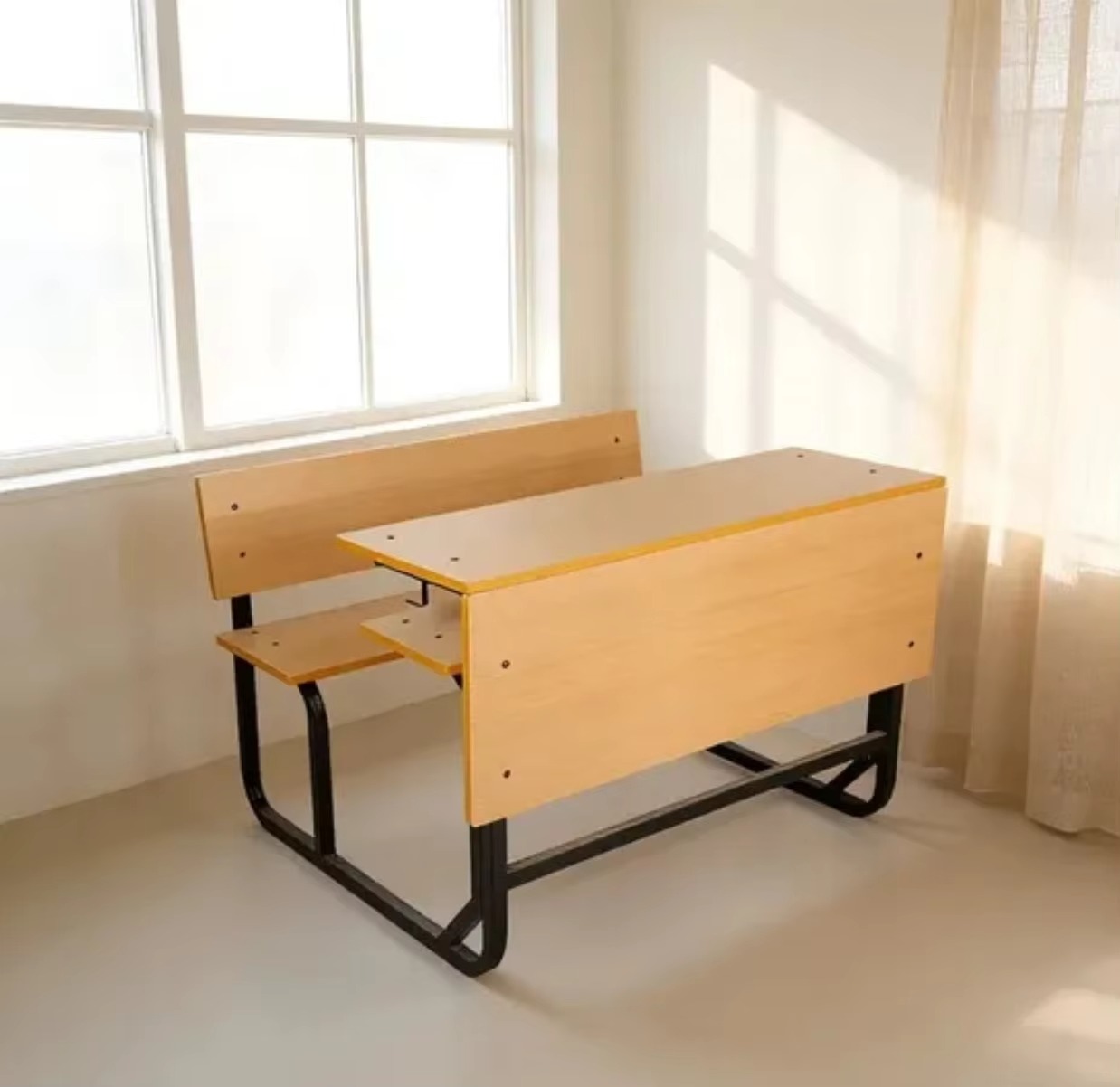 Stable Steel Wood Double Desk for University Regular Classroom Special Real Shooting Case