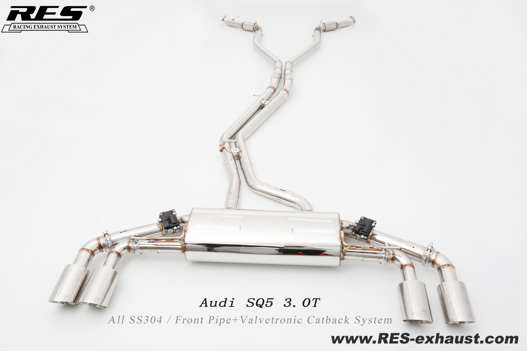 奥迪 SQ5 3.0T 前段+中尾段四出带阀门