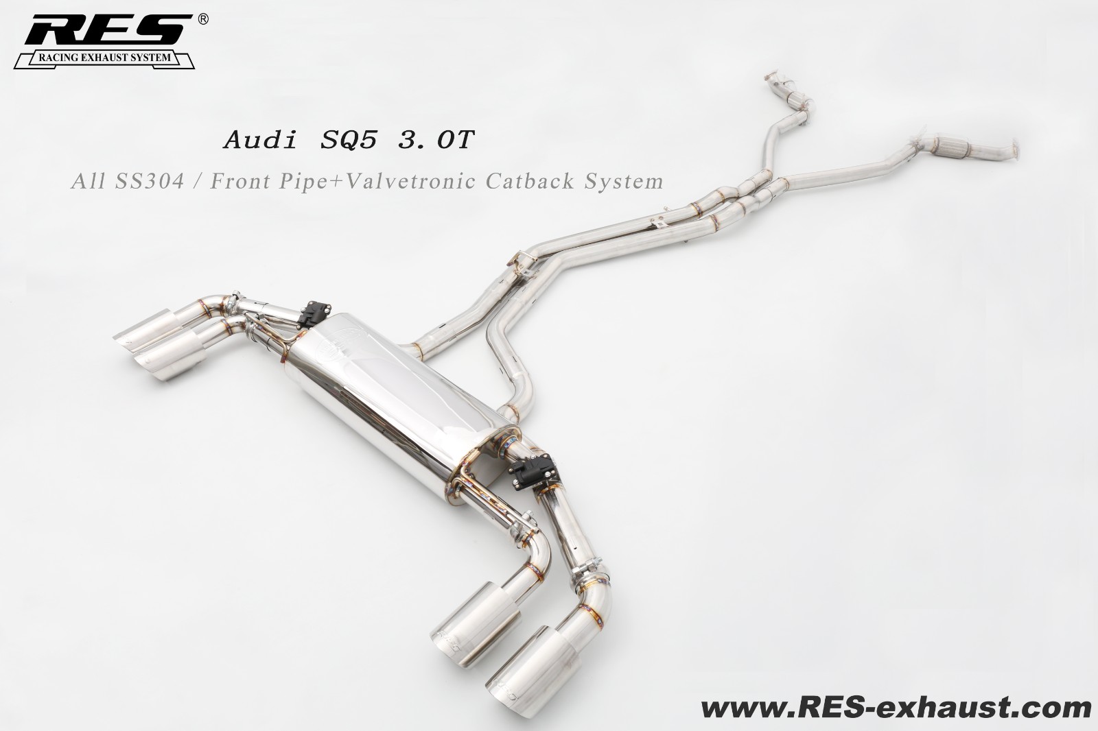 奥迪 SQ5 3.0T 前段+中尾段四出带阀门