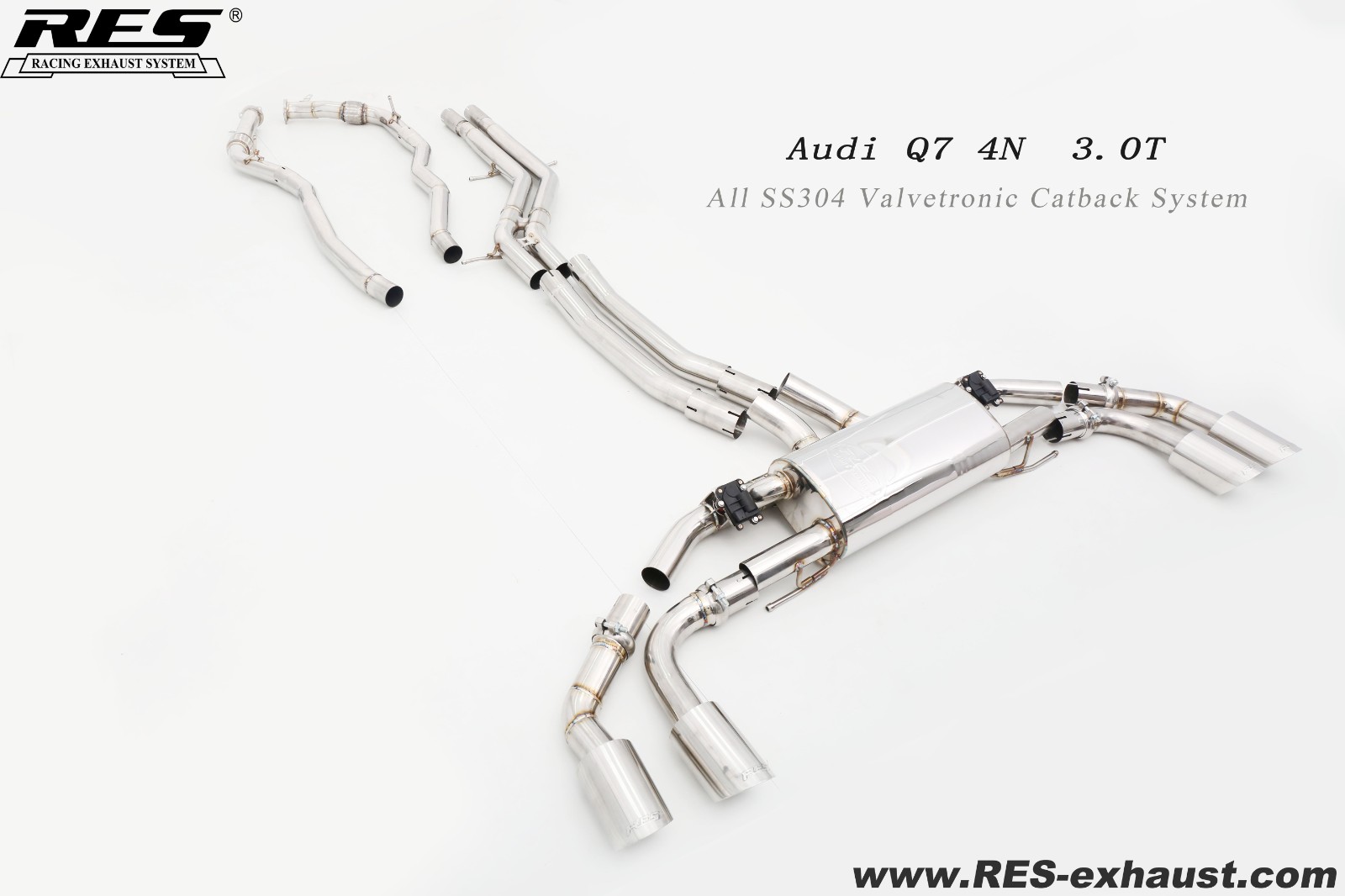 23款奥迪Q7 3.0T 中尾段四出阀门 白嘴