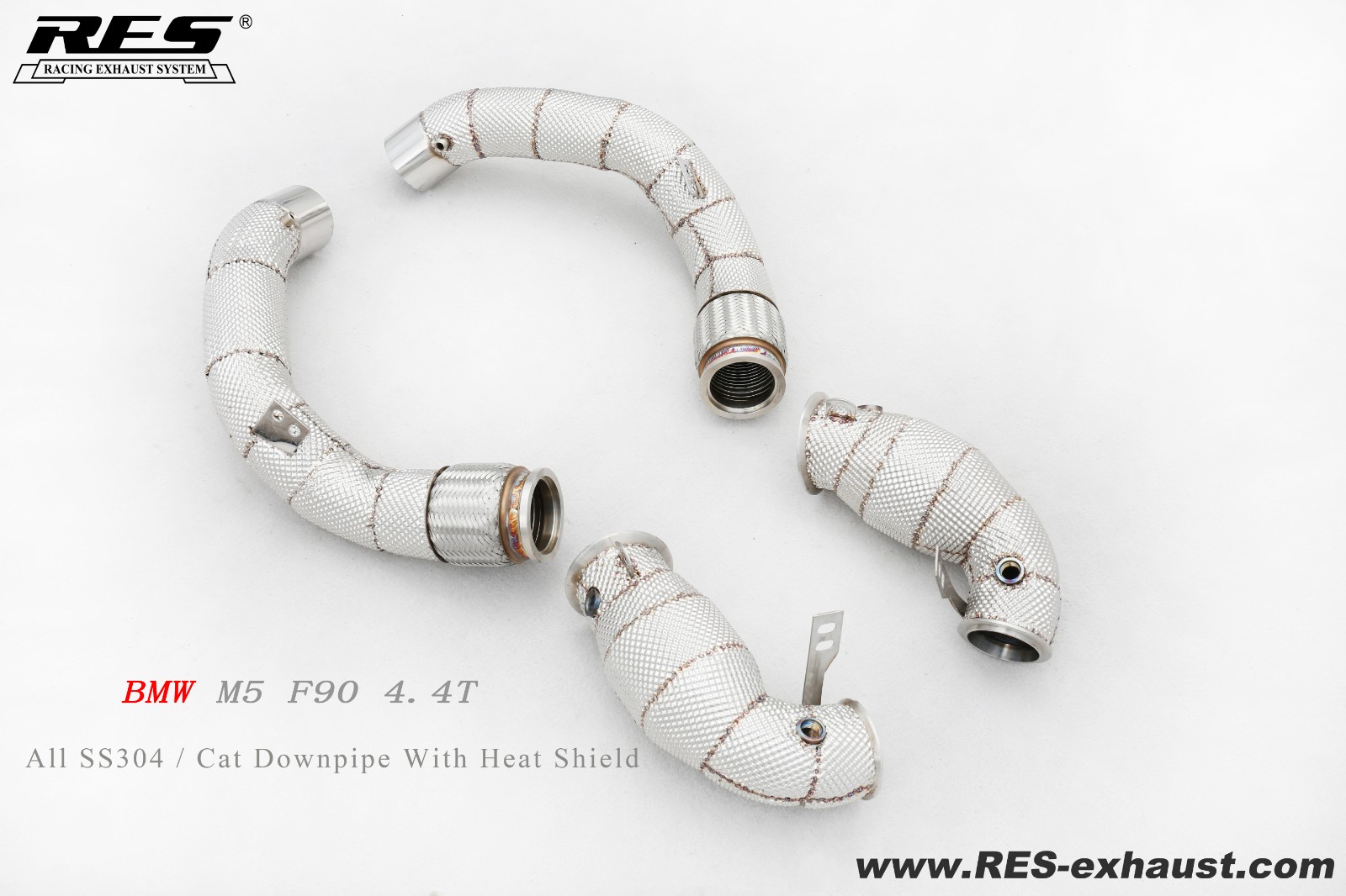 宝马 M5 F90 4.4T 三元头段带隔热 中尾段四出阀门
