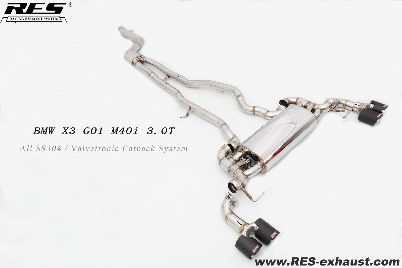 宝马 X3 G01 M40i 3.0T 不锈钢中尾段阀门