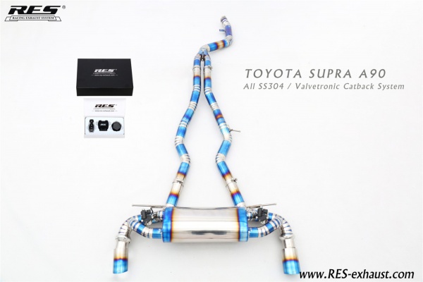 丰田Supra 钛合金中尾段双边单出双阀门76管径 蓝口