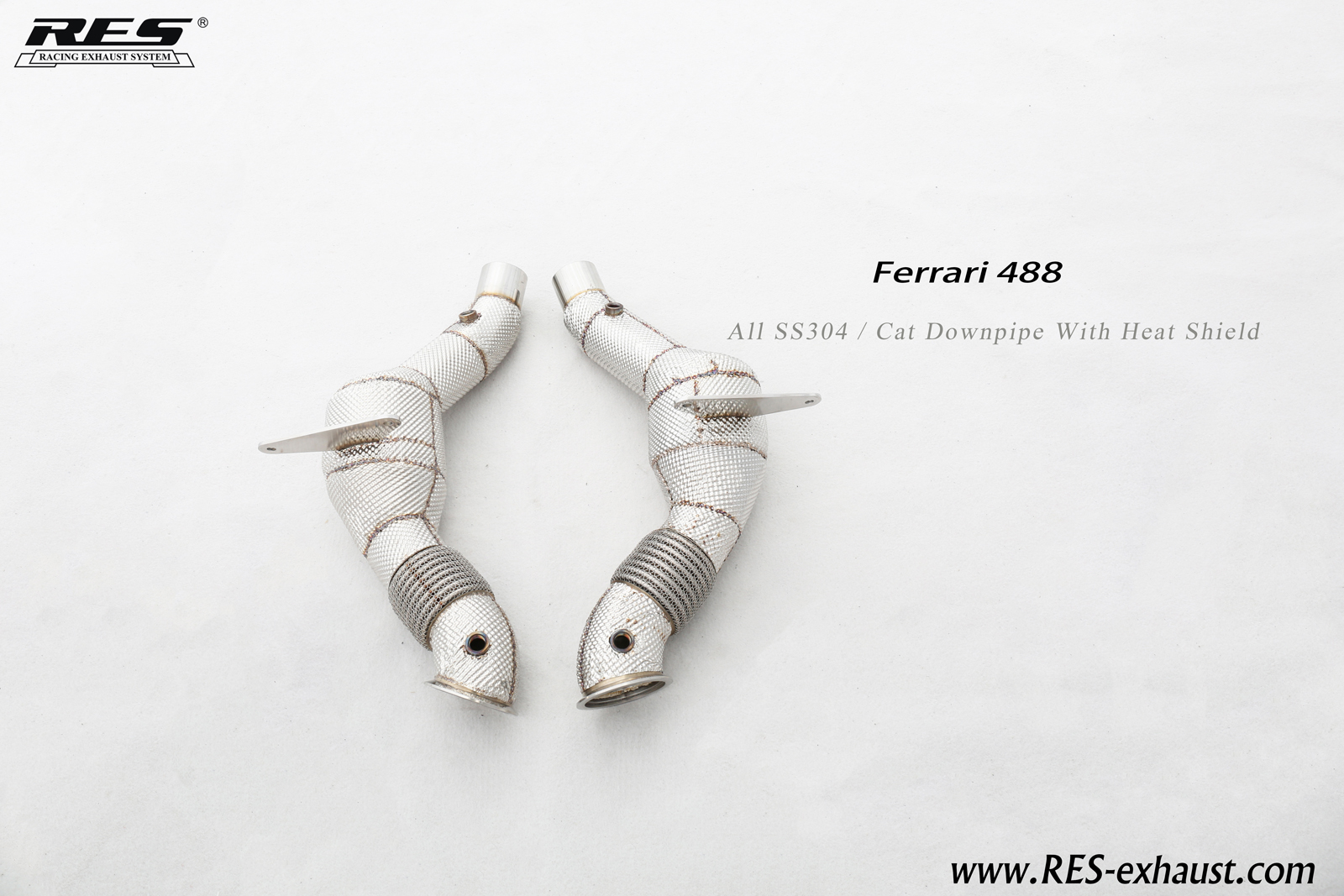 Ferrari 488 Spider/Pista All SS304 / Cat Downpipe With Heat Shield