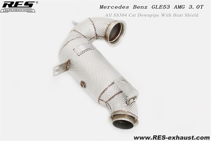Mercedes Benz GLE53 AMG 3.0T AlI SS304 Cat Downpipe With Heat Shield