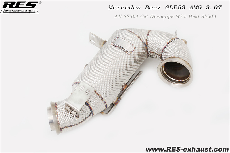 Mercedes Benz GLE53 AMG 3.0T AlI SS304 Cat Downpipe With Heat Shield