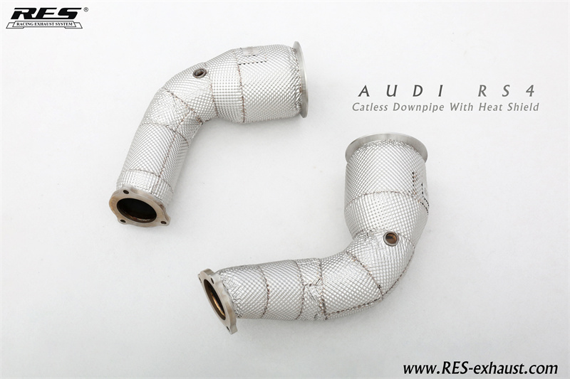 All SS304 /Catless Downpipe With Heat Shield