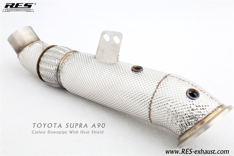 Toyota Supra A90 All SS304 / Catless Downpipe With Heat Shield