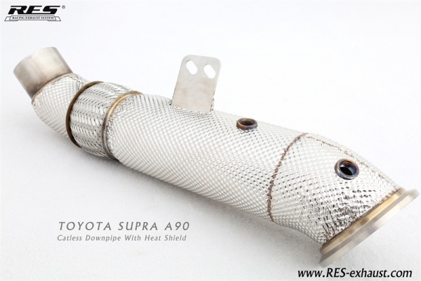 Toyota Supra A90 All SS304 / Catless Downpipe With Heat Shield