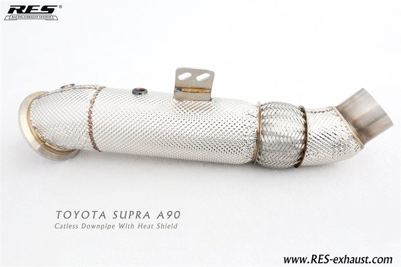Toyota Supra A90 All SS304 / Catless Downpipe With Heat Shield