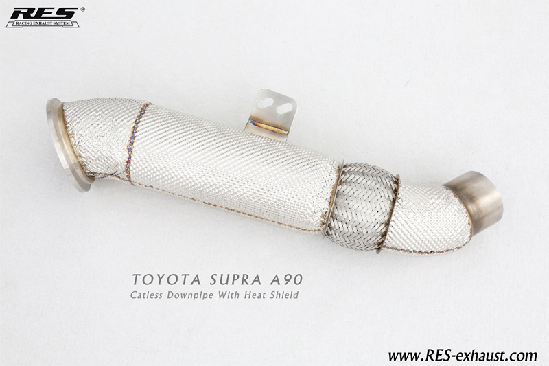 Toyota Supra A90 All SS304 / Catless Downpipe With Heat Shield