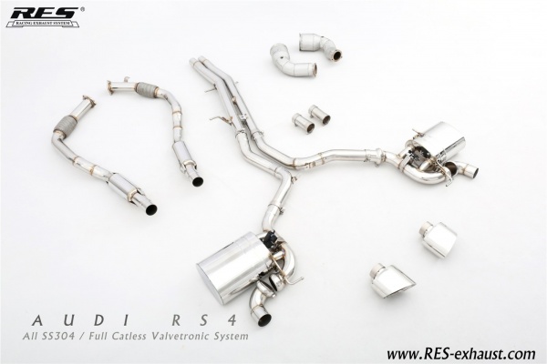 All SS304 /Catless Downpipe With Heat Shield+Valvetronic Catback System