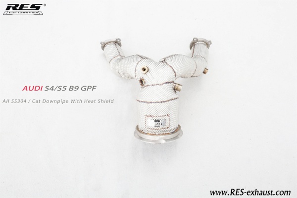 AUDI S4/S5 B9 GPF AII SS304/ Cat Downpipe With Heat Shield