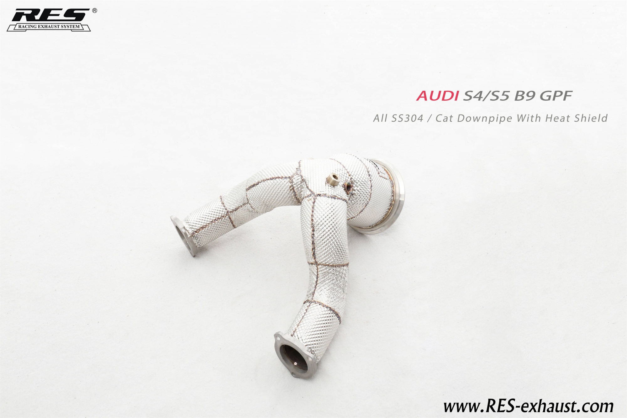 AUDI S4/S5 B9 GPF AII SS304/ Cat Downpipe With Heat Shield