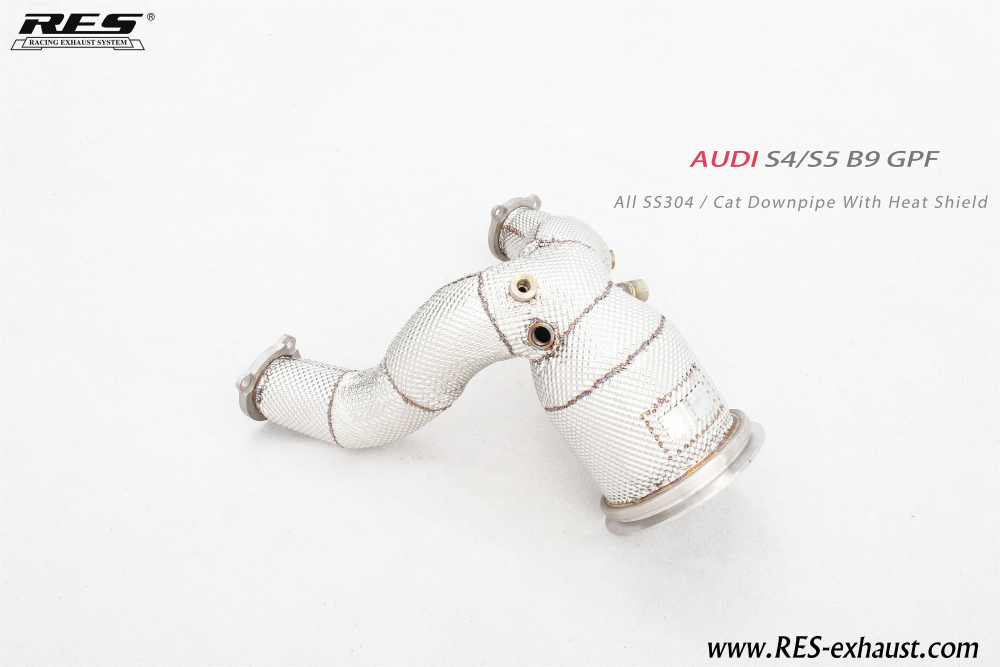 AUDI S4/S5 B9 GPF AII SS304/ Cat Downpipe With Heat Shield