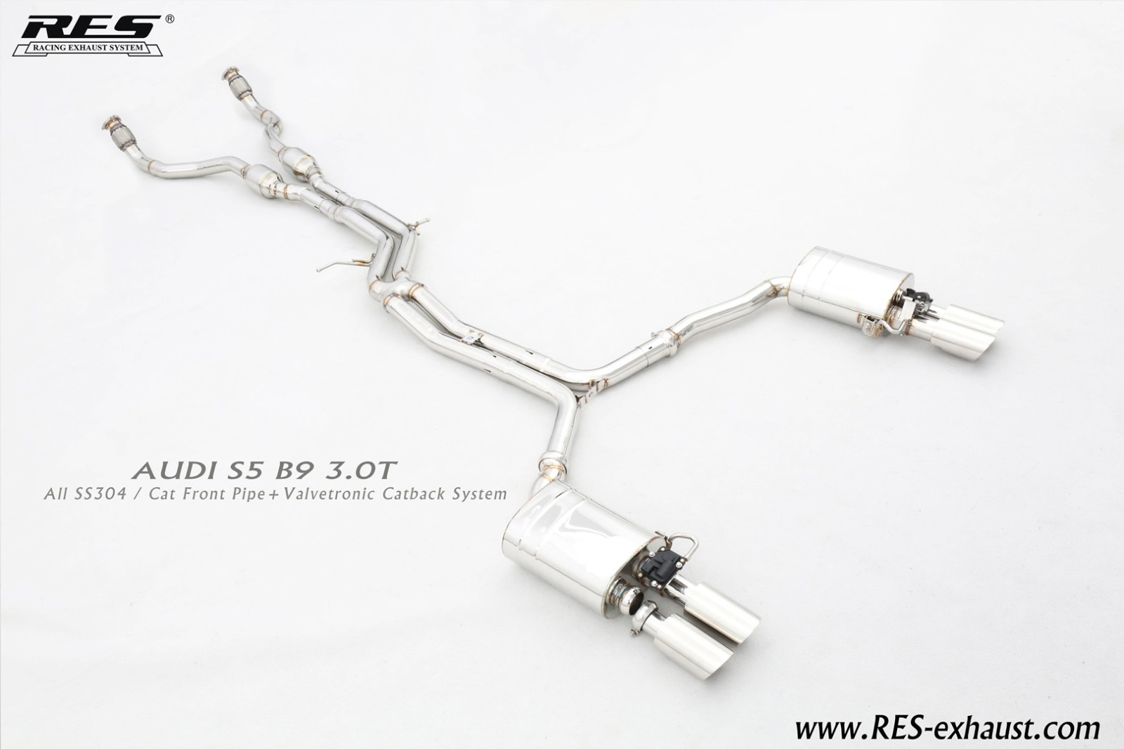 AUDI S5 B9 3.0T All SS304 / Cat Front Pipe+ Valvetronic Catback System