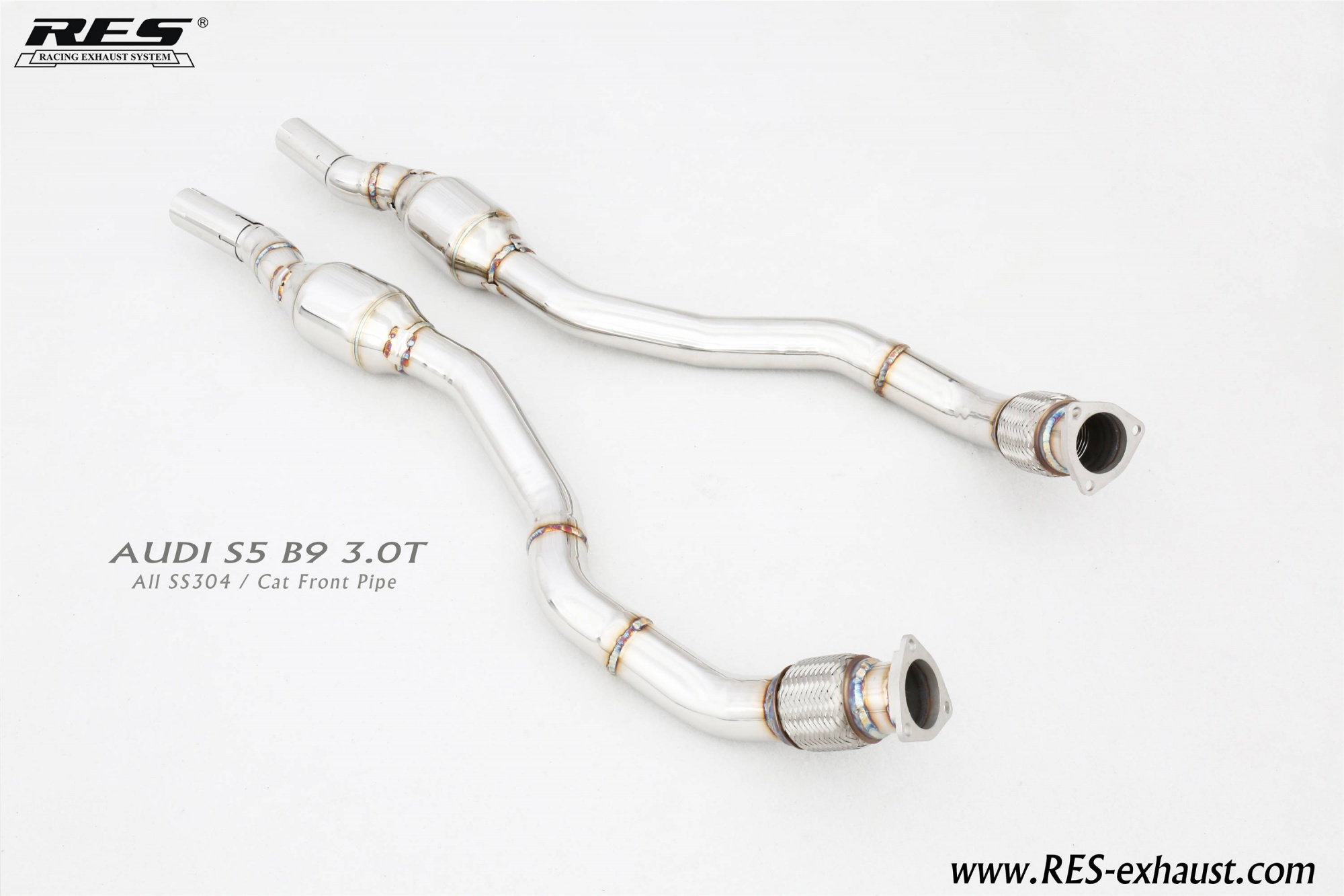 AUDI S5 B9 3.0T AII SS304 / Cat Front Pipe
