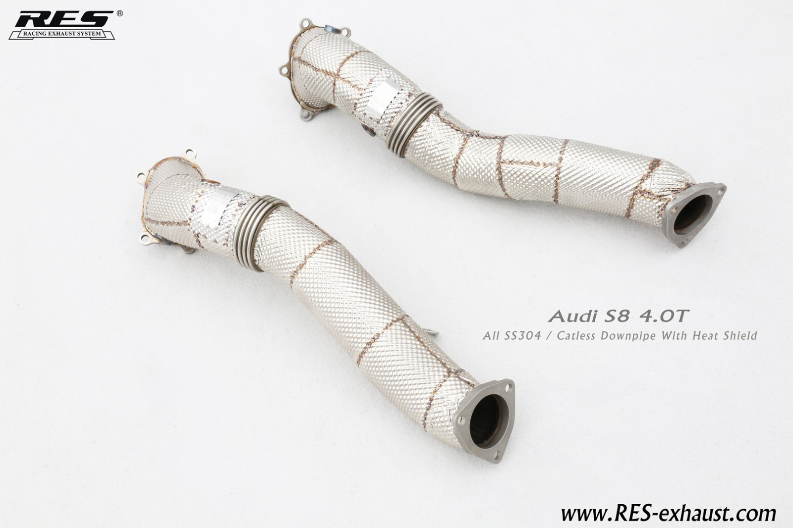 AUDI S8 D4 4.0T All SS304 / Catless Downpipe With Heat Shield