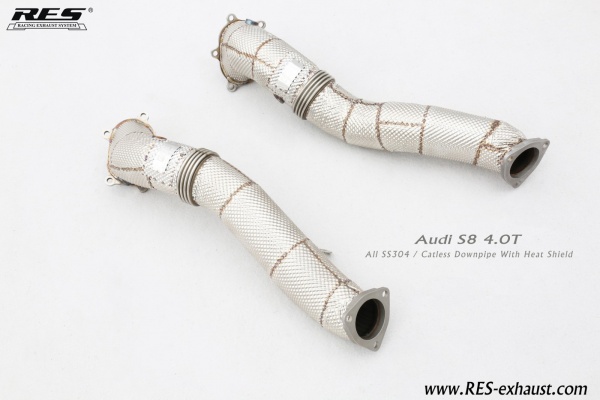 AUDI S8 D4 4.0T All SS304 / Catless Downpipe With Heat Shield
