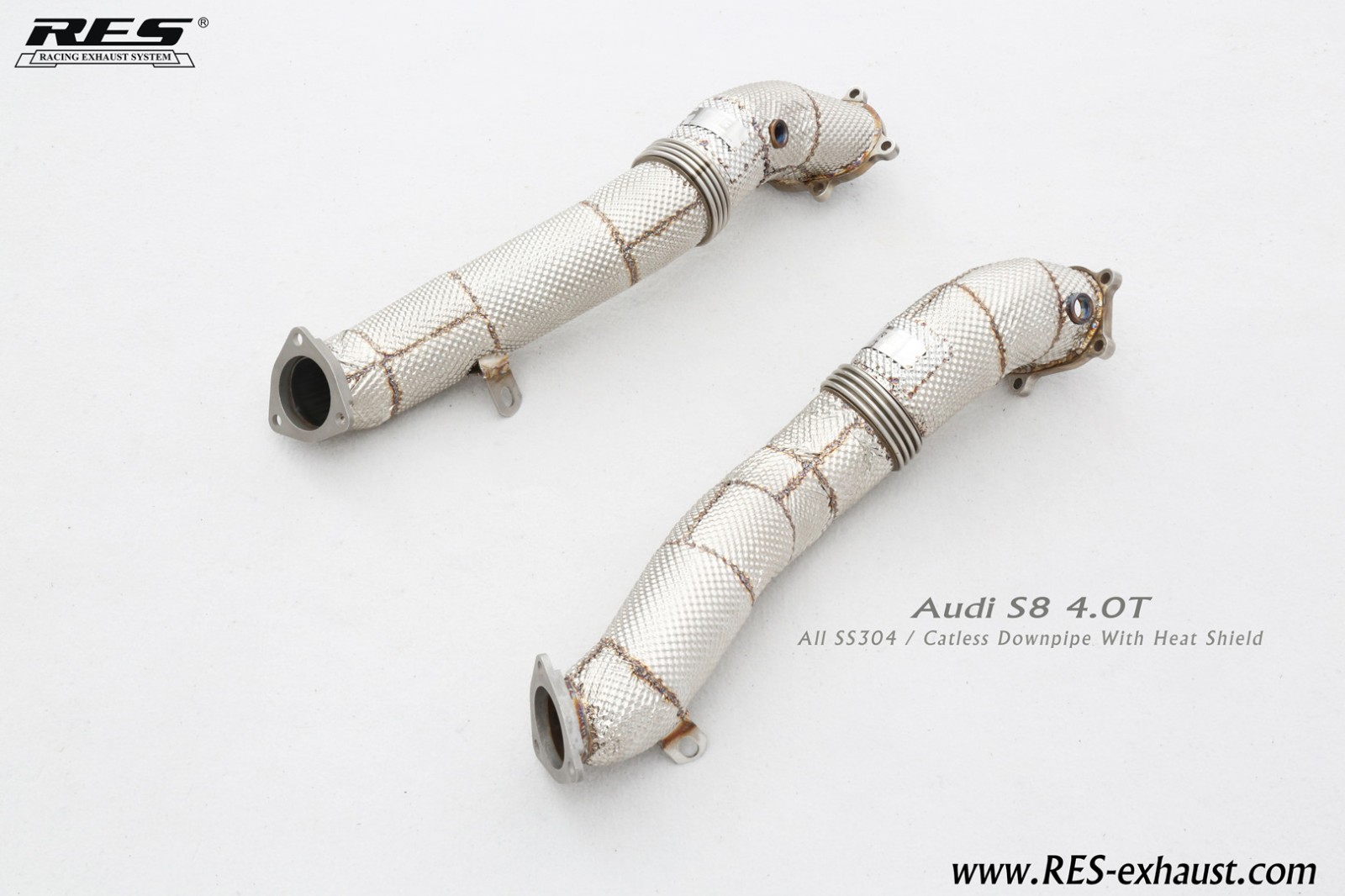 AUDI S8 D4 4.0T All SS304 / Catless Downpipe With Heat Shield