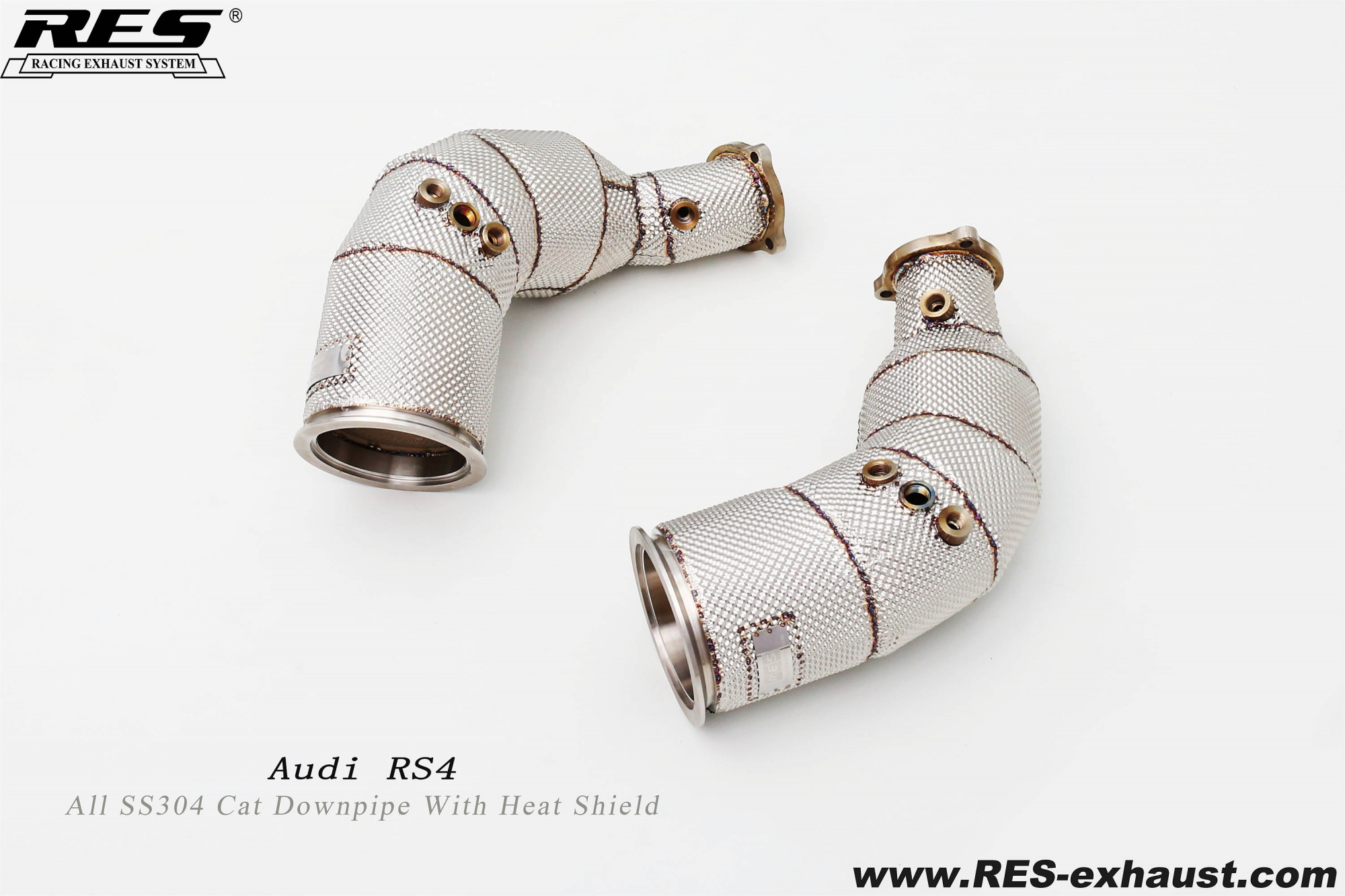 AUDI RS4 B9 All SS304 / Cat Downpipe With Heat Shield