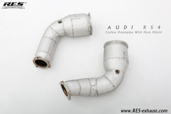 AUDI RS4 B9 All SS304 /Catless Downpipe With Heat Shield
