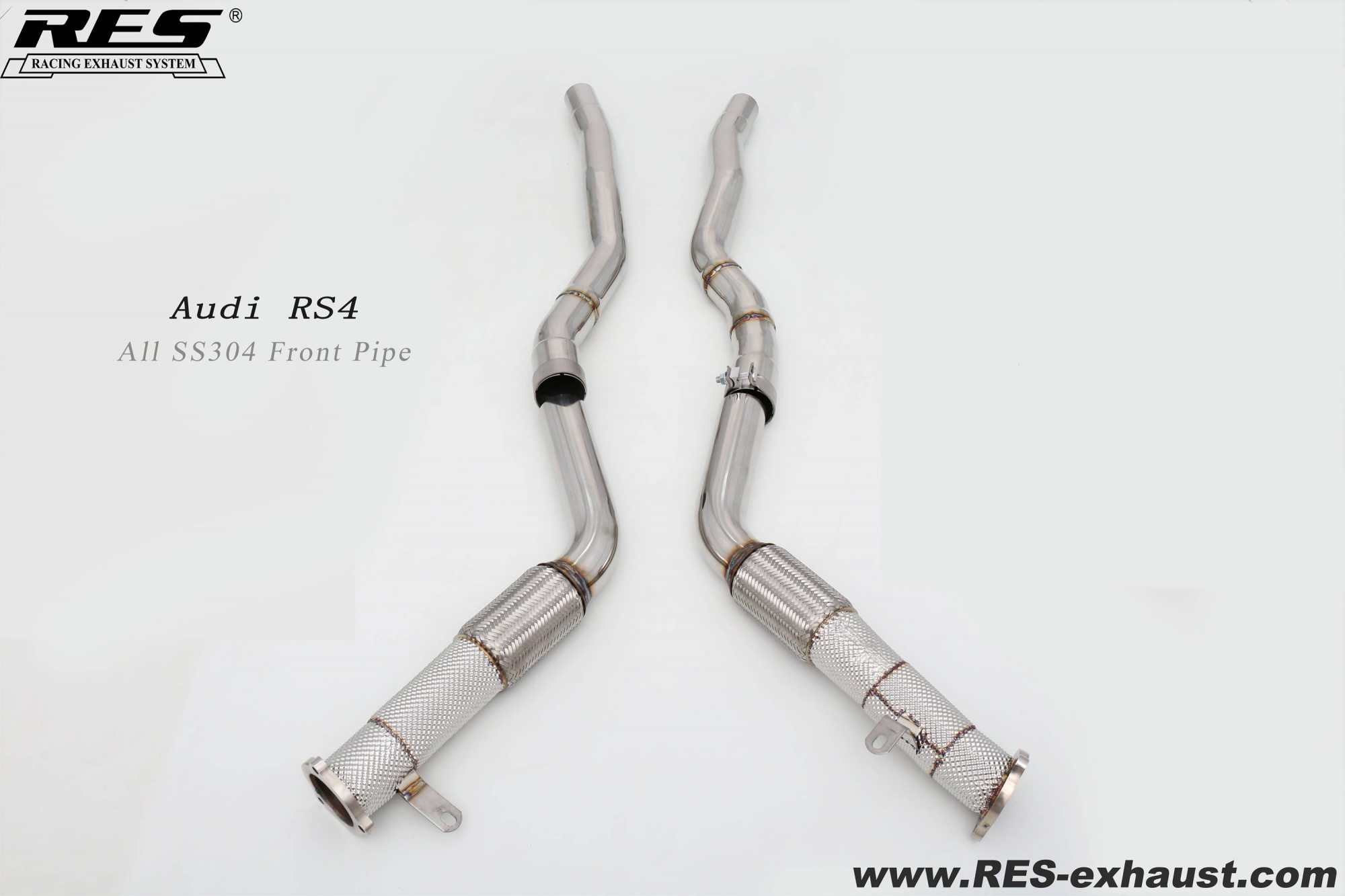 AUDI RS4 B9 All SS304 Front Pipe With Heat Shield