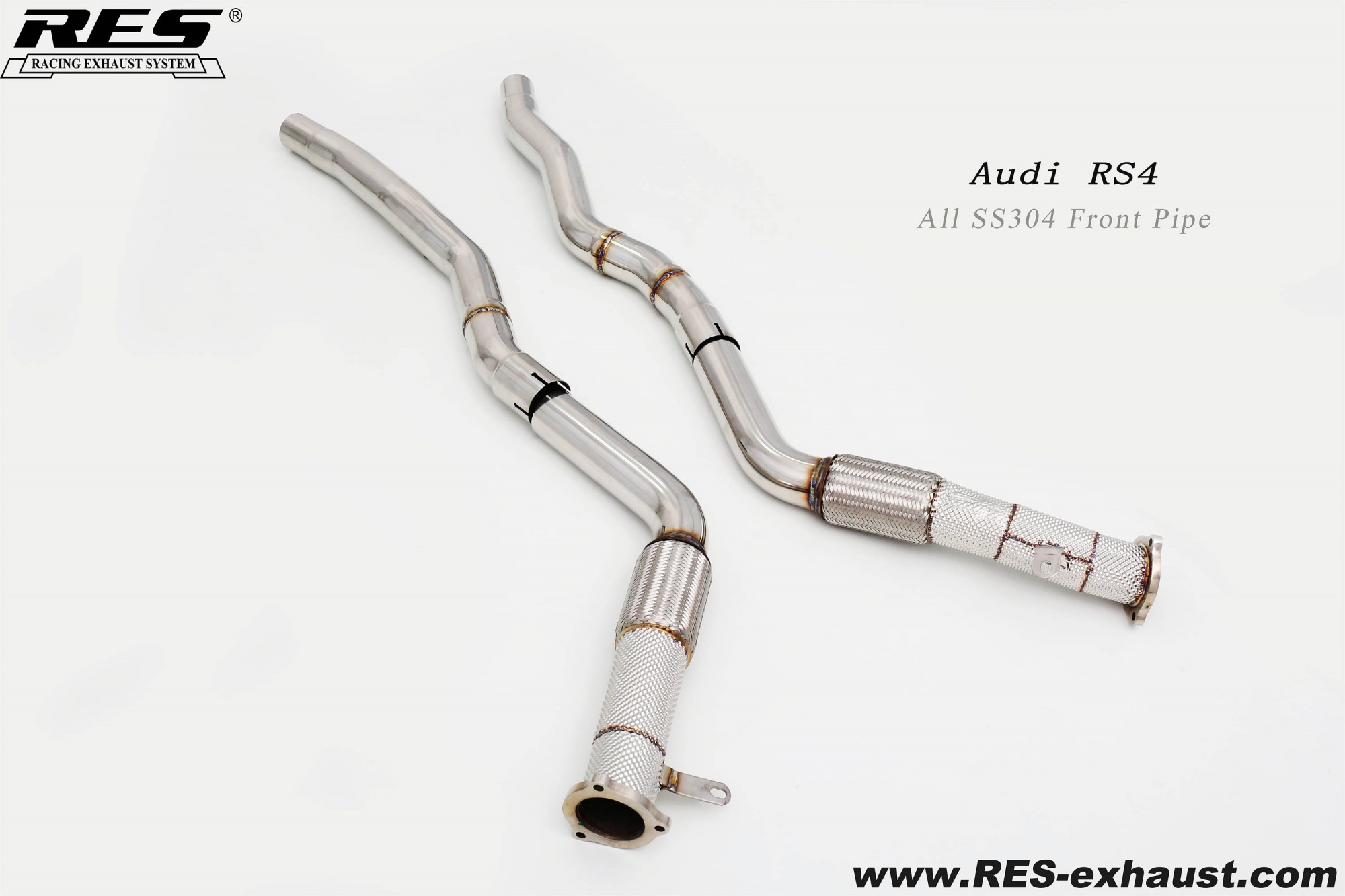 AUDI RS4 B9 All SS304 Front Pipe With Heat Shield