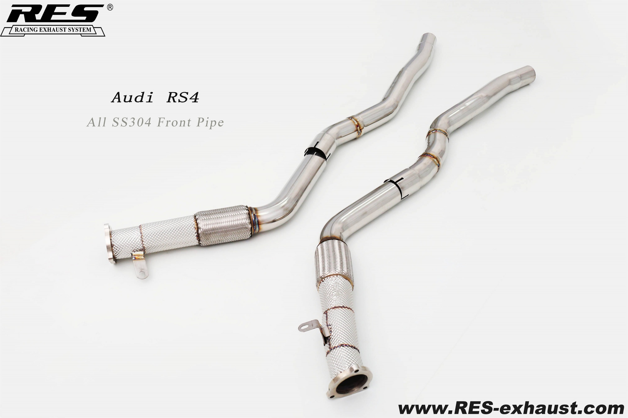 AUDI RS4 B9 All SS304 Front Pipe With Heat Shield