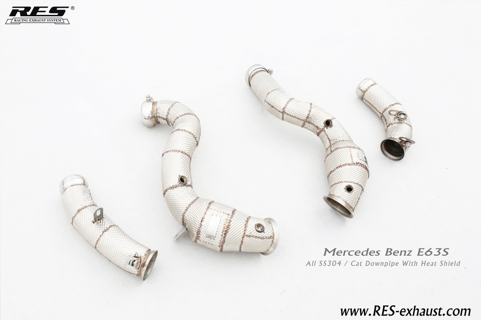 Mercedes Benz E63 W213 AMG All SS304 / Cat Downpipe With Heat Shield