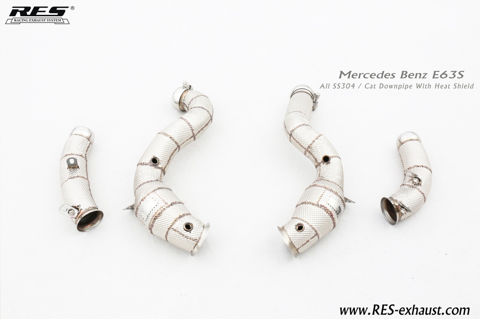 Mercedes Benz E63 W213 AMG All SS304 / Cat Downpipe With Heat Shield