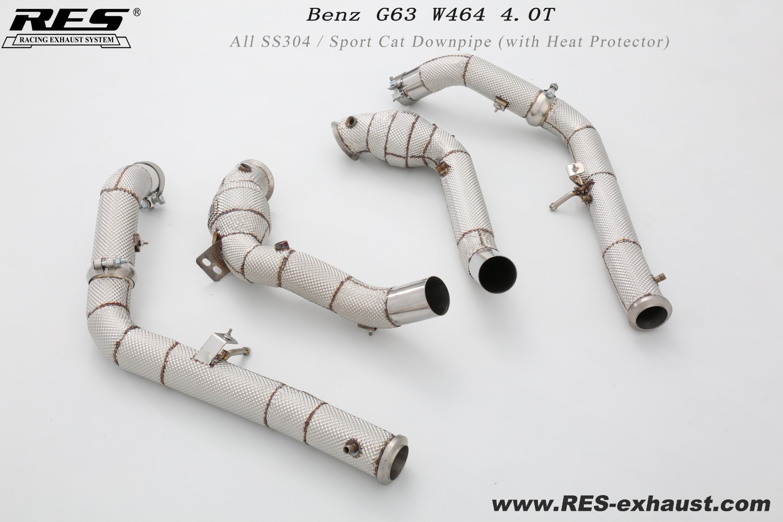 Mercedes-Benz G63 W464  All SS304 / Cat Downpipe （with Heat Protector）