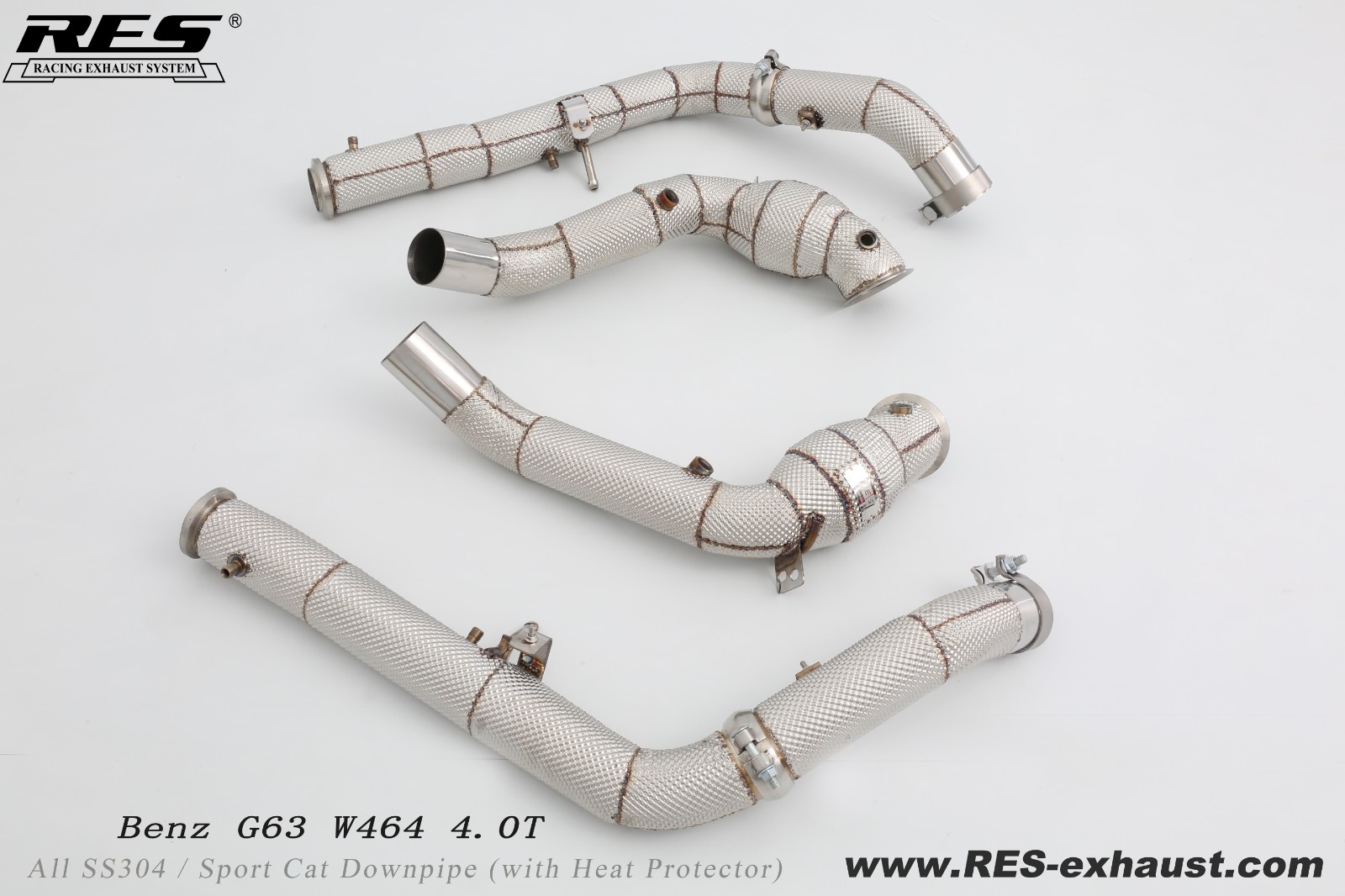 Mercedes-Benz G63 W464  All SS304 / Cat Downpipe （with Heat Protector）