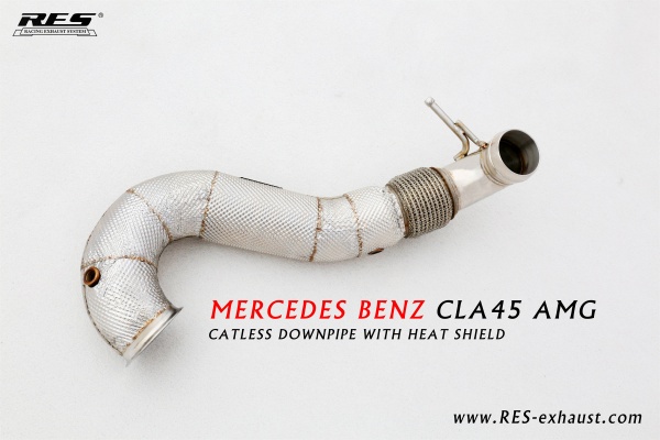 Mercedes Benz CLA45 AMG W117 SS304 / Catless Downpipe With Heat Shield